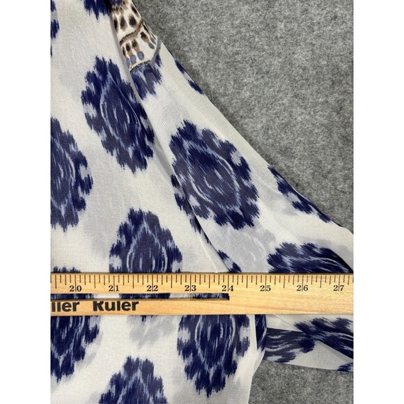 CHICOS Blouse Womens 3 XL Top Short Sleeve Sheer Cuffed Arms V Neck Relax - Picture 5 of 7